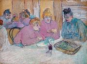 Henri  Toulouse-Lautrec The ladies in the brothel dining-room oil on canvas